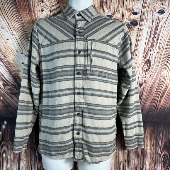 Ascend Other - Ascend Mens Size Small Stripe Flannel Button Up Casual Shirt Zip Pocket
